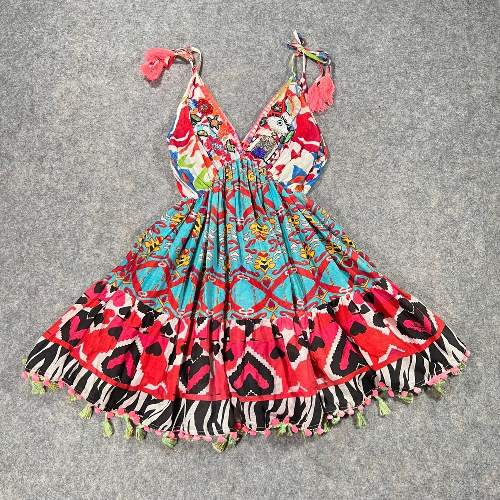 Antica Sartoria Giacomo Cinque Dress Womens One Size Multicolor Beaded Boho Mini